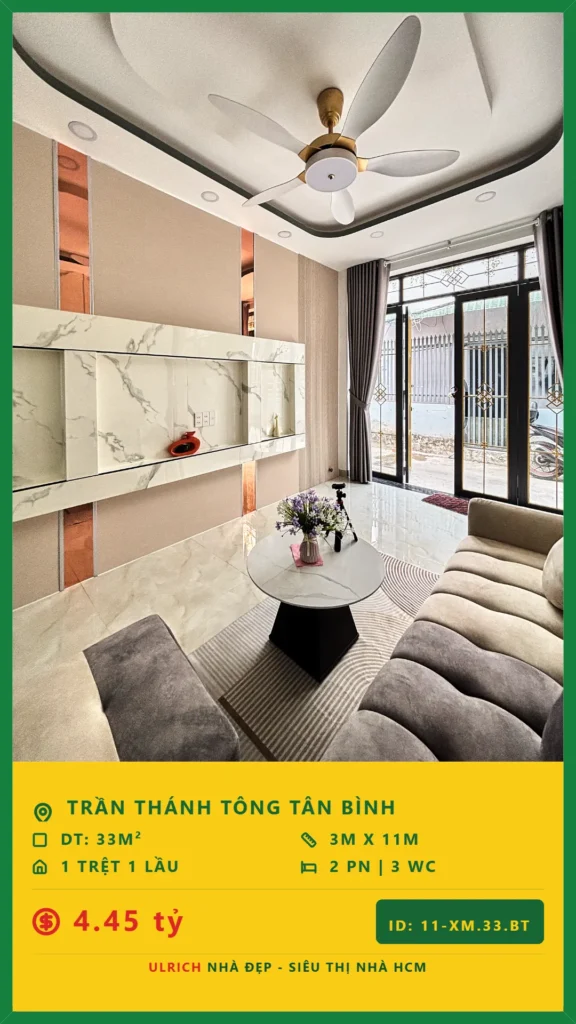 Bán nhà Trần Thánh Tông Tân Bình - 33m2 - Giá 4.45 tỷ - Mã: 24XM-33-TB