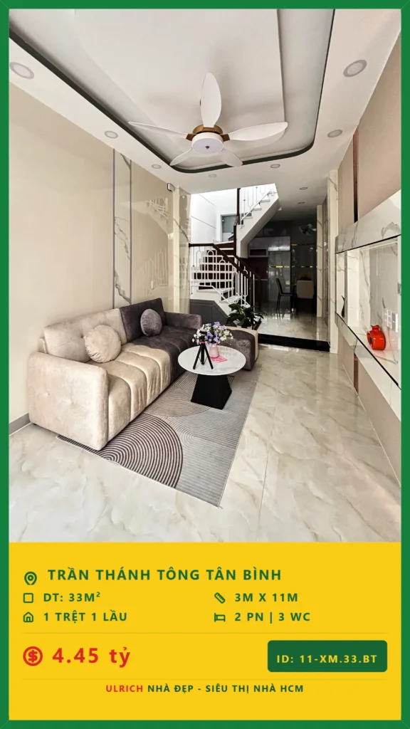 Bán nhà Trần Thánh Tông Tân Bình - 33m2 - Giá 4.45 tỷ - Mã: 24XM-33-TB