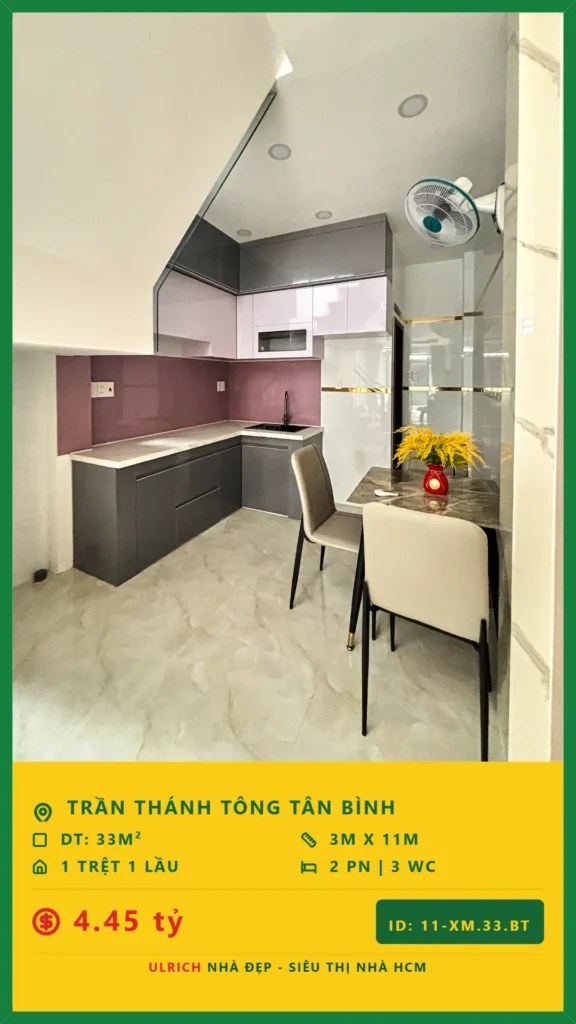 Bán nhà Trần Thánh Tông Tân Bình - 33m2 - Giá 4.45 tỷ - Mã: 24XM-33-TB