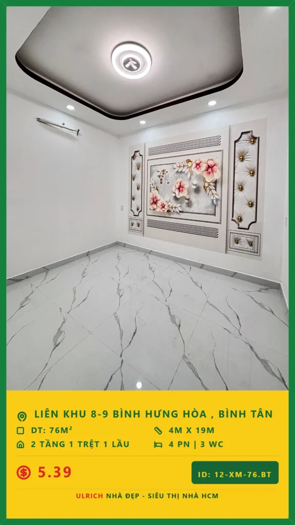Bán nhà Liên khu 8-9 Bình Tân - 76m2 - Giá 5.39 tỷ - Mã: 25XM-76-BT