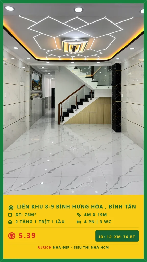 Bán nhà Liên khu 8-9 Bình Tân - 76m2 - Giá 5.39 tỷ - Mã: 25XM-76-BT