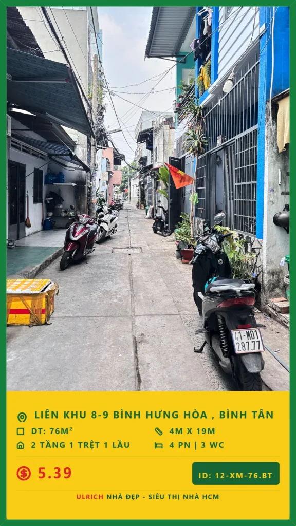 Bán nhà Liên khu 8-9 Bình Tân - 76m2 - Giá 5.39 tỷ - Mã: 25XM-76-BT