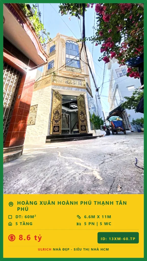Bán Nhà xây mới 2026 60m2 Đ.Hoàng Xuân Hoành Q.Tân Phú giá 8.6 tỷ