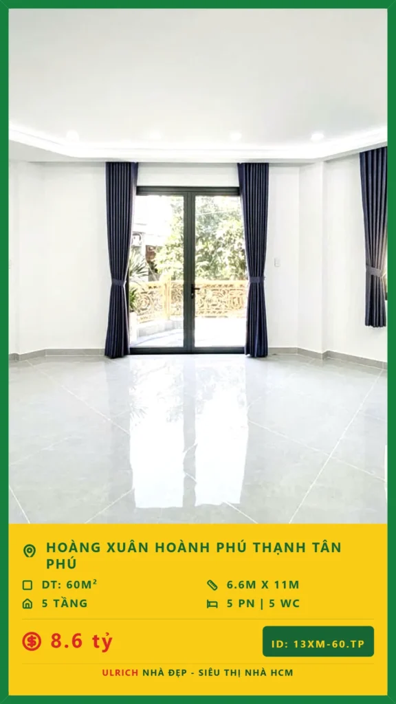 Bán nhà Hoàng Xuân Hoành Tân Phú - 60m2 - Giá 8.6 tỷ - Mã: 26XM-60-TP