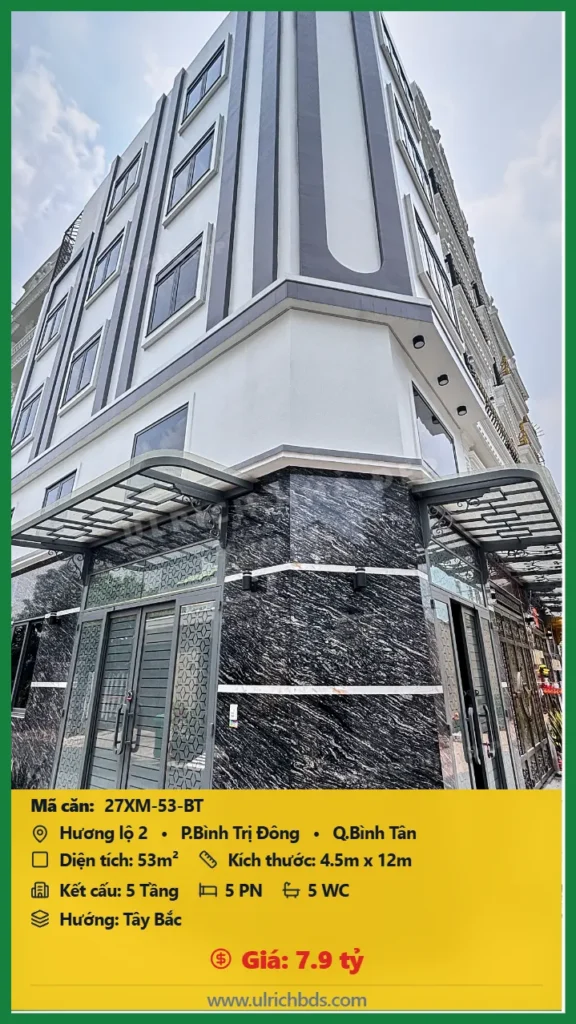 Bán nhà Hương lộ 2 Bình Tân - 53m2 - Giá 7.9 tỷ - Mã: 27XM-53-BT