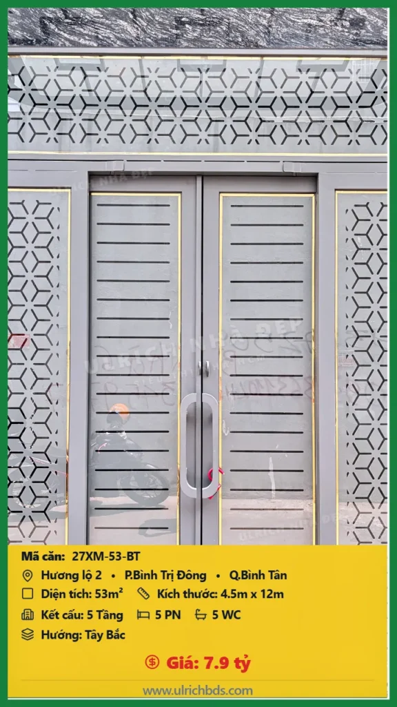 Bán nhà Hương lộ 2 Bình Tân - 53m2 - Giá 7.9 tỷ - Mã: 27XM-53-BT