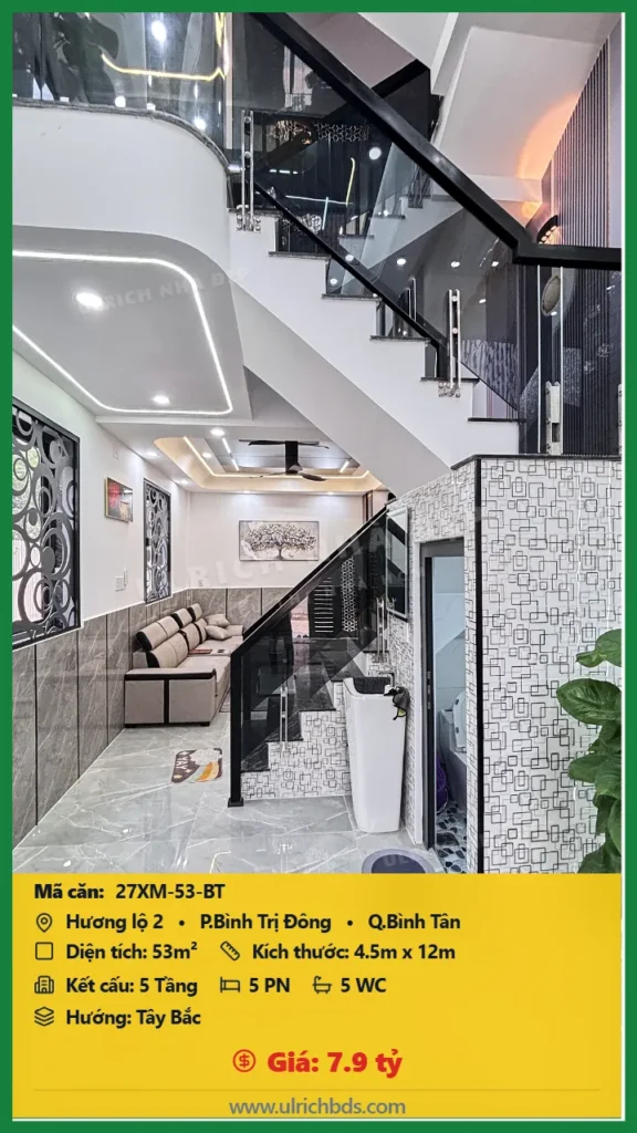 Bán nhà Hương lộ 2 Bình Tân - 53m2 - Giá 7.9 tỷ - Mã: 27XM-53-BT