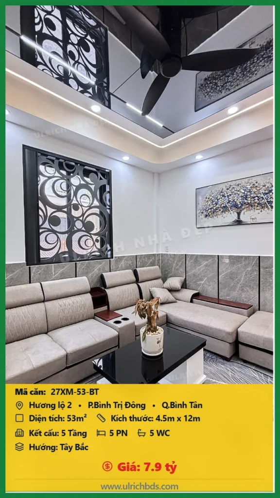 Bán nhà Hương lộ 2 Bình Tân - 53m2 - Giá 7.9 tỷ - Mã: 27XM-53-BT