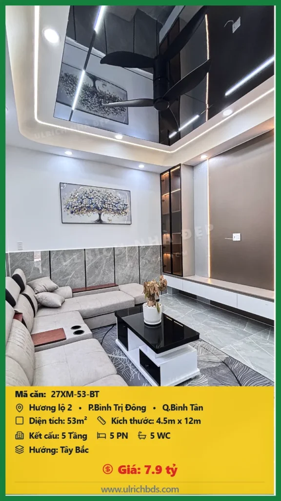 Bán nhà Hương lộ 2 Bình Tân - 53m2 - Giá 7.9 tỷ - Mã: 27XM-53-BT