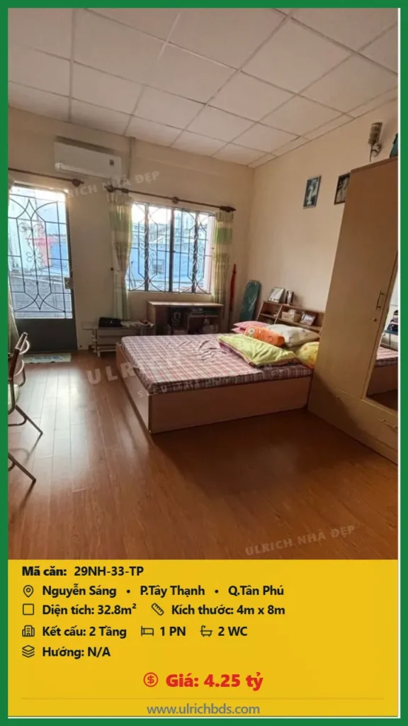 Bán nhà Nguyễn Sáng Tân Phú - 32.8m2 - Giá 4.25 tỷ - Mã: 29NH-33-TP