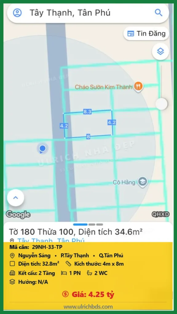 Bán nhà Nguyễn Sáng Tân Phú - 32.8m2 - Giá 4.25 tỷ - Mã: 29NH-33-TP