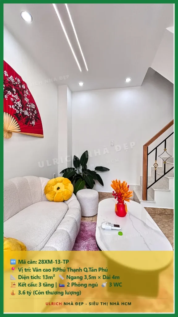 Nhà xây mới 2026 13m2 3 tầng đường Văn cao Tân Phú giá 3.6 tỷ