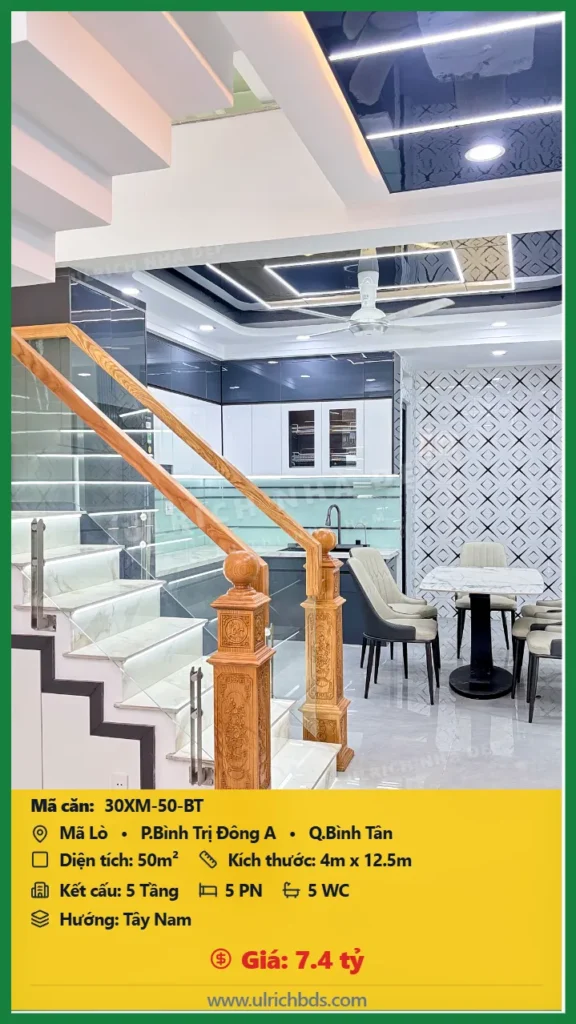 Bán nhà Mã Lò Bình Tân - 50m2 - Giá 7.4 tỷ - Mã: 30XM-50-BT