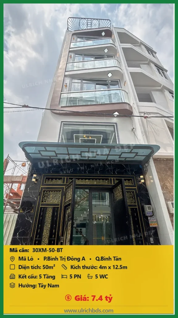 Bán nhà Mã Lò Bình Tân - 50m2 - Giá 7.4 tỷ - Mã: 30XM-50-BT