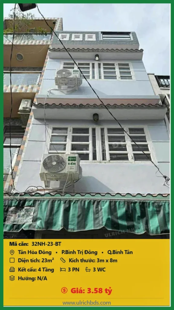 Bán nhà Tân Hòa Đông Bình Tân - 23m2 - Giá 3.58 tỷ - Mã: 32NH-23-BT