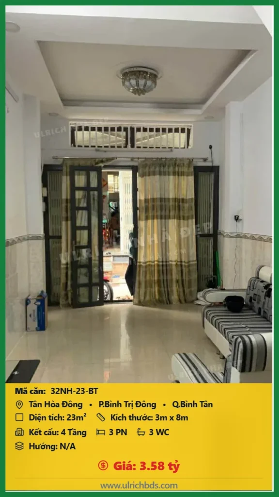 Bán nhà Tân Hòa Đông Bình Tân - 23m2 - Giá 3.58 tỷ - Mã: 32NH-23-BT
