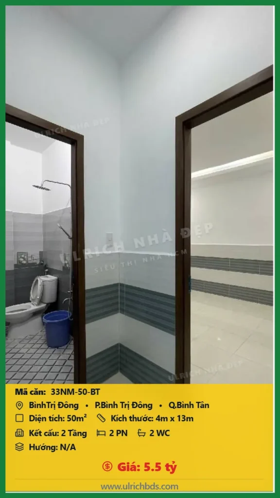 Bán nhà Bình Trị Đông Bình Tân - 50m2 - Giá 5.5 tỷ - Mã: 33NM-50-BT