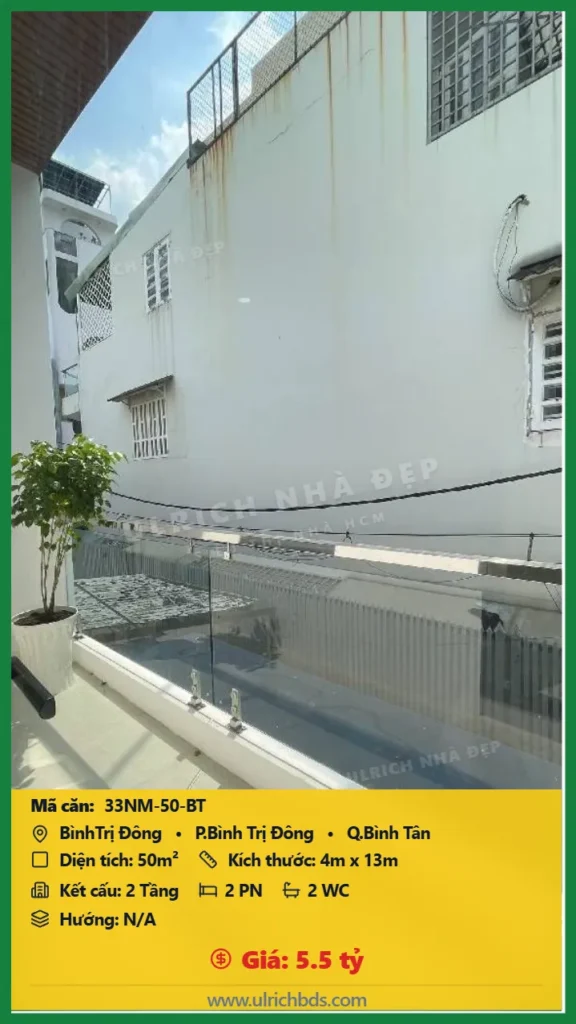 Bán nhà Bình Trị Đông Bình Tân - 50m2 - Giá 5.5 tỷ - Mã: 33NM-50-BT