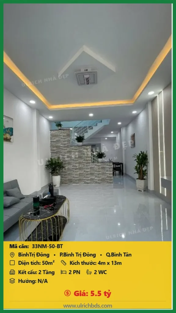 Bán nhà Bình Trị Đông Bình Tân - 50m2 - Giá 5.5 tỷ - Mã: 33NM-50-BT