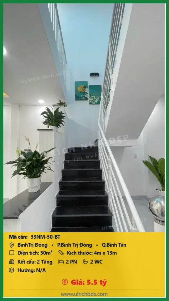 Bán nhà Bình Trị Đông Bình Tân - 50m2 - Giá 5.5 tỷ - Mã: 33NM-50-BT