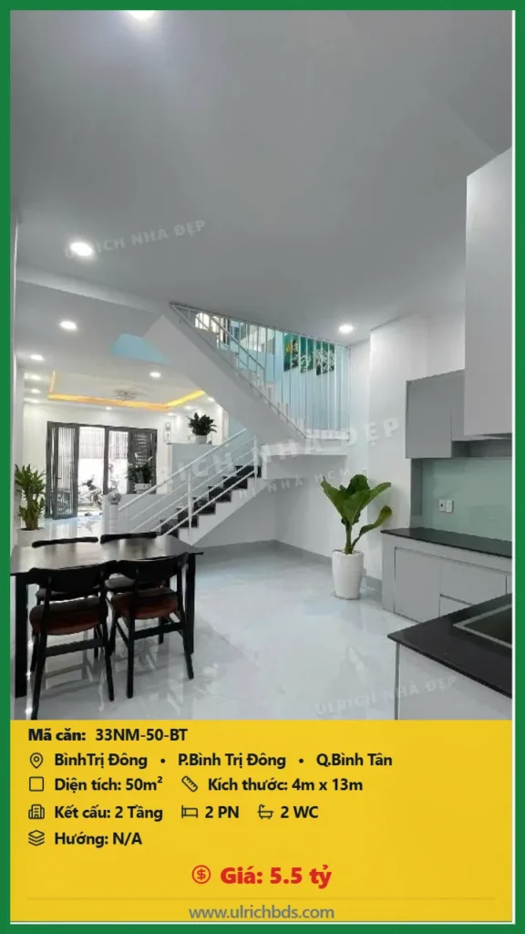 Nhà mới 50m2 2 tầng tại Bình Trị Đông Bình Tân giá nhỉnh 5.5 tỷ