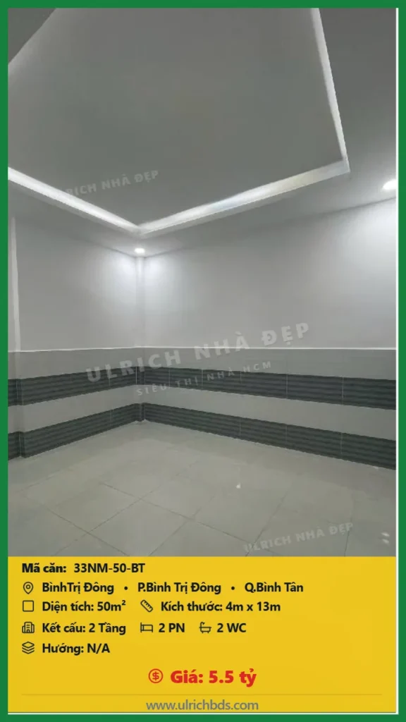 Bán nhà Bình Trị Đông Bình Tân - 50m2 - Giá 5.5 tỷ - Mã: 33NM-50-BT