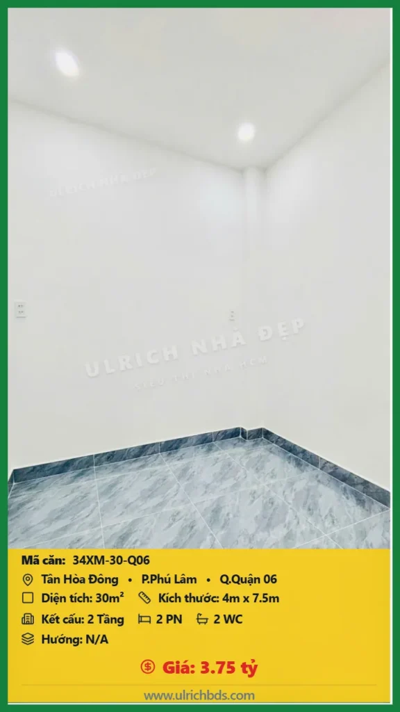 Bán nhà Tân Hòa Đông Quận 06 - 30m2 - Giá 3.75 tỷ - Mã: 34XM-30-Q06