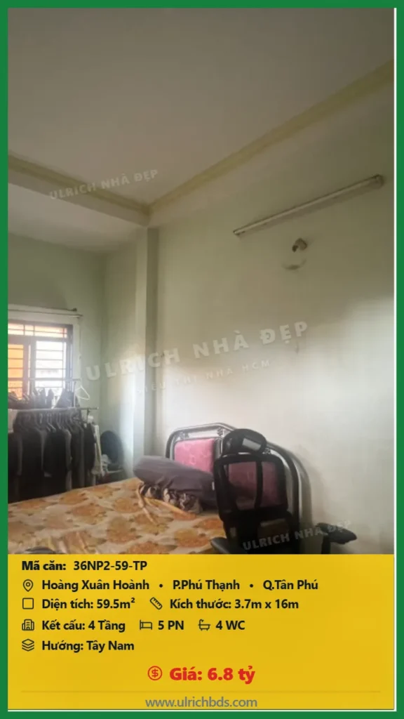 60m² Gần mặt tiền Hòa Bình Lũy Bán Bích tại Hoàng Xuân Hoành  Phú Thạnh Tân Phú