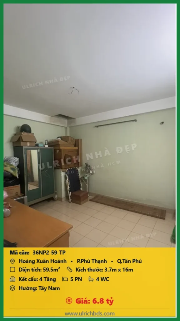 Bán Nhà phố hẻm 59.5m2 đường Hoàng Xuân Hoành Tân Phú giá 6.8 tỷ