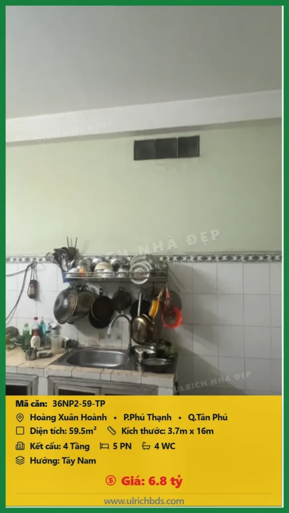 Bán Nhà phố hẻm 59.5m2 đường Hoàng Xuân Hoành Tân Phú giá 6.8 tỷ