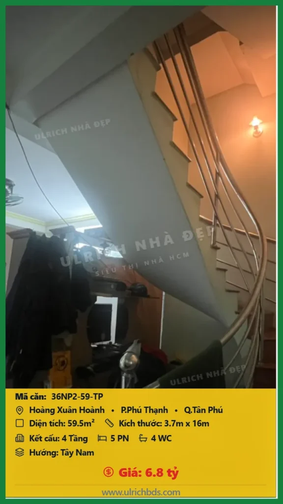 Bán Nhà phố hẻm 59.5m2 đường Hoàng Xuân Hoành Tân Phú giá 6.8 tỷ