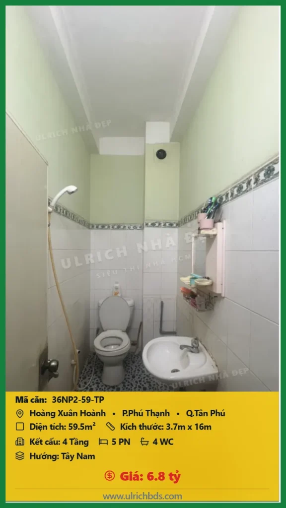 Bán Nhà phố hẻm 59.5m2 đường Hoàng Xuân Hoành Tân Phú giá 6.8 tỷ