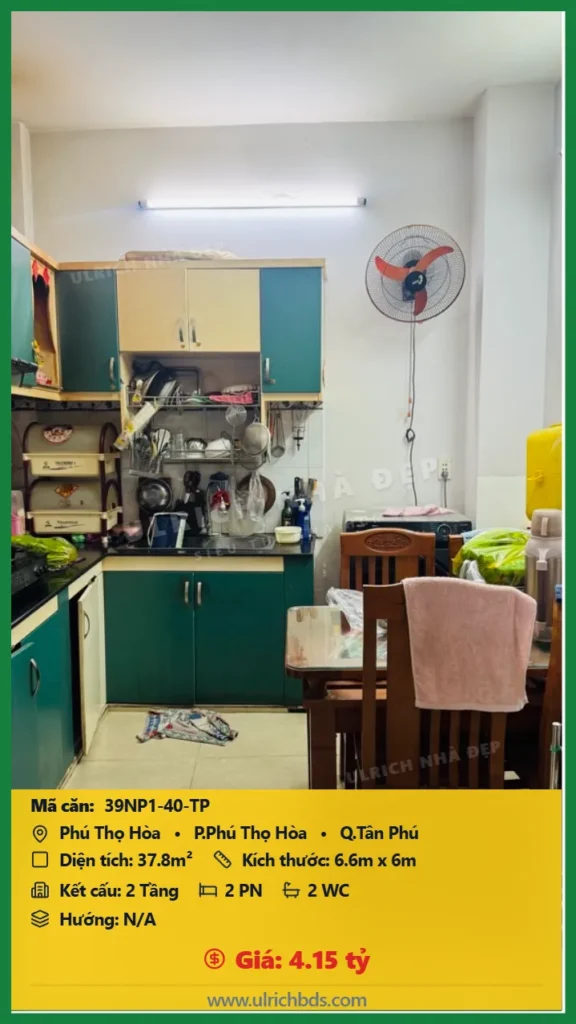 Bán Nhà phố hẻm 37.8m2 đường Phú Thọ Hòa Tân Phú giá 4.15 tỷ