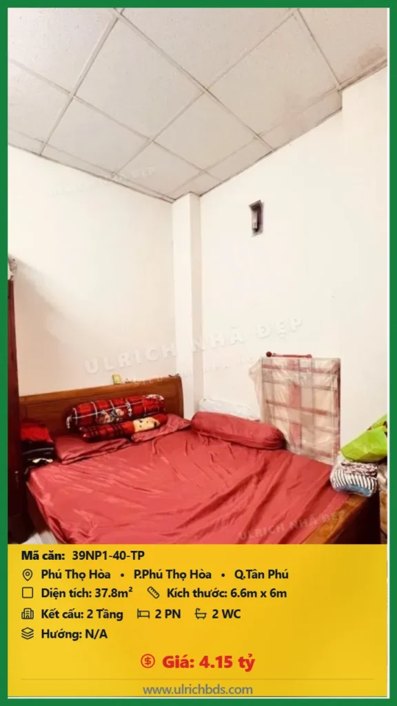 Bán Nhà phố hẻm 37.8m2 đường Phú Thọ Hòa Tân Phú giá 4.15 tỷ