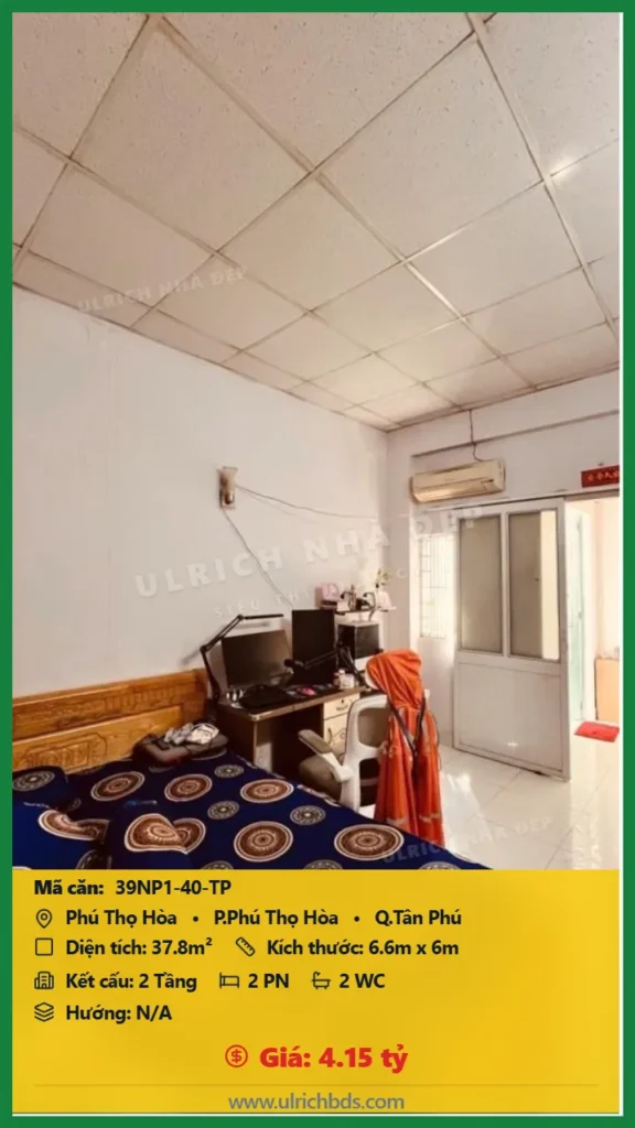 Bán Nhà phố hẻm 37.8m2 đường Phú Thọ Hòa Tân Phú giá 4.15 tỷ