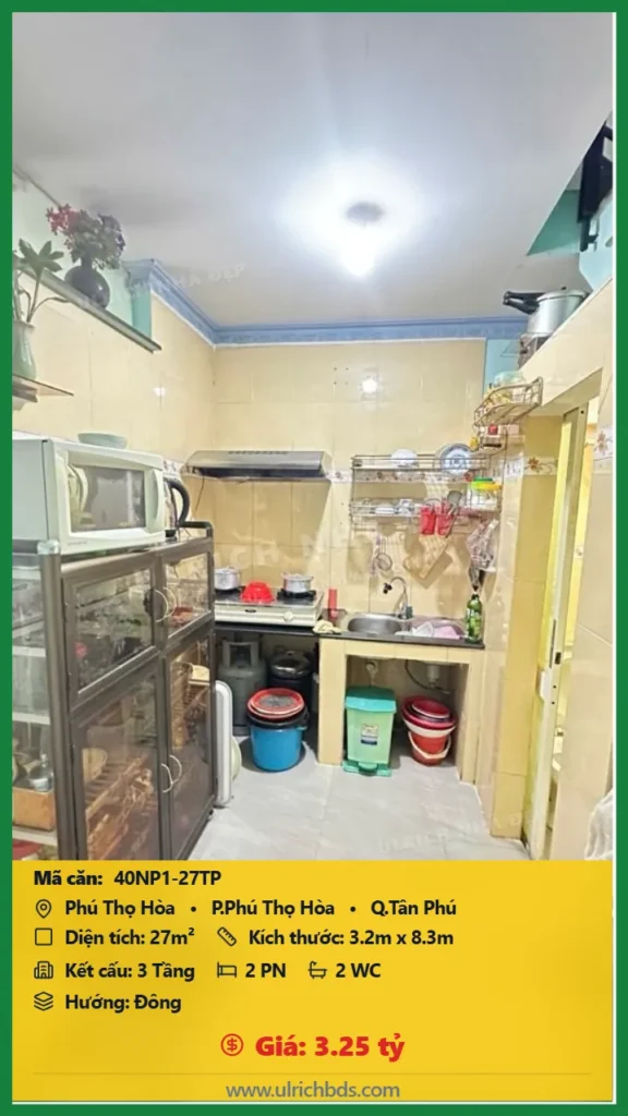 Bán Nhà phố hẻm 27m2 đường Phú Thọ Hòa Tân Phú giá 3.25 tỷ