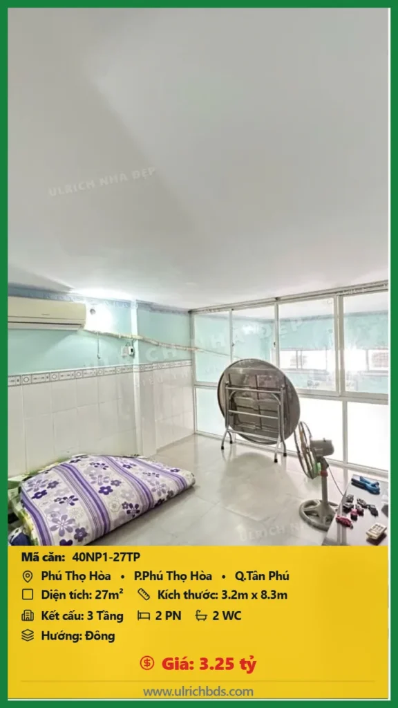 Bán Nhà phố hẻm 27m2 đường Phú Thọ Hòa Tân Phú giá 3.25 tỷ