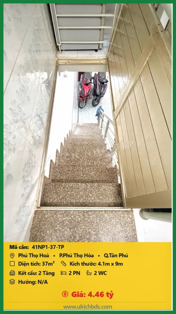 Bán Nhà phố hẻm 37m2 đường Phú Thọ Hòa Tân Phú giá 4.46 tỷ