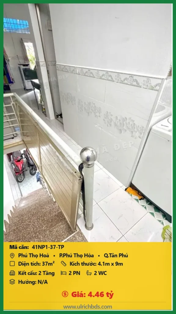 Bán Nhà phố hẻm 37m2 đường Phú Thọ Hòa Tân Phú giá 4.46 tỷ