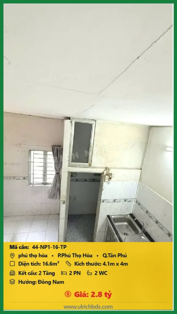 Bán Nhà phố hẻm 16.6m2 đường Phú Thọ Hòa Tân Phú giá 2.8 tỷ