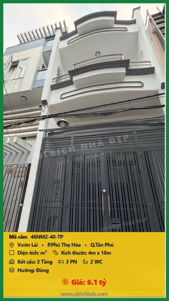 Bán Nhà mới - Ở ngay m2 đường Vườn Lài Tân Phú giá 6.1 tỷ