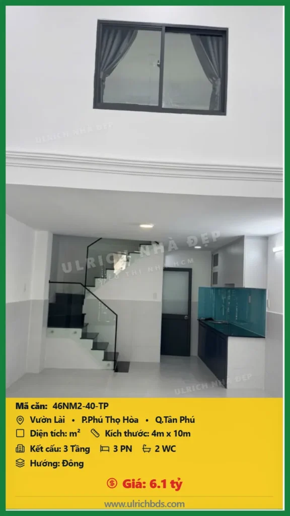 Bán Nhà mới - Ở ngay m2 đường Vườn Lài Tân Phú giá 6.1 tỷ