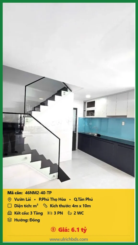 Bán Nhà mới - Ở ngay m2 đường Vườn Lài Tân Phú giá 6.1 tỷ