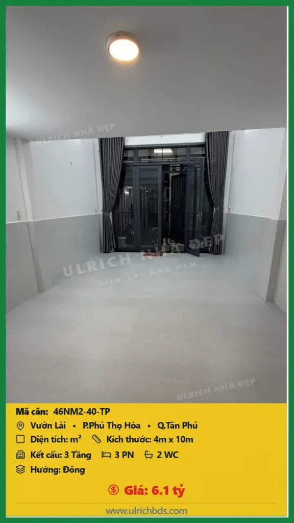 Bán Nhà mới - Ở ngay m2 đường Vườn Lài Tân Phú giá 6.1 tỷ