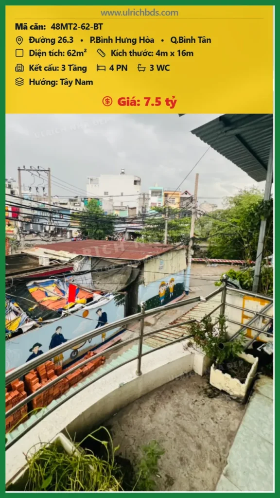 CHỦ GẤP BÁN – GIẢM GIÁ LẦN 2: GIẢM THÊM 499 TRIỆU – TỔNG GIẢM ĐẾN 1 TỶ 050 TRIỆU! tại Đường 26.3 Bình Hưng Hòa Bình Tân (Ảnh số )