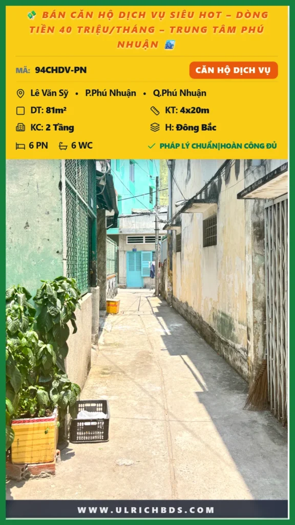 BÁN CĂN HỘ DỊCH VỤ SIÊU HOT – DÒNG TIỀN 40 TRIỆU/THÁNG – TRUNG TÂM PHÚ NHUẬN  ️ tại Lê Văn Sỹ Phú Nhuận Phú Nhuận (Ảnh số )