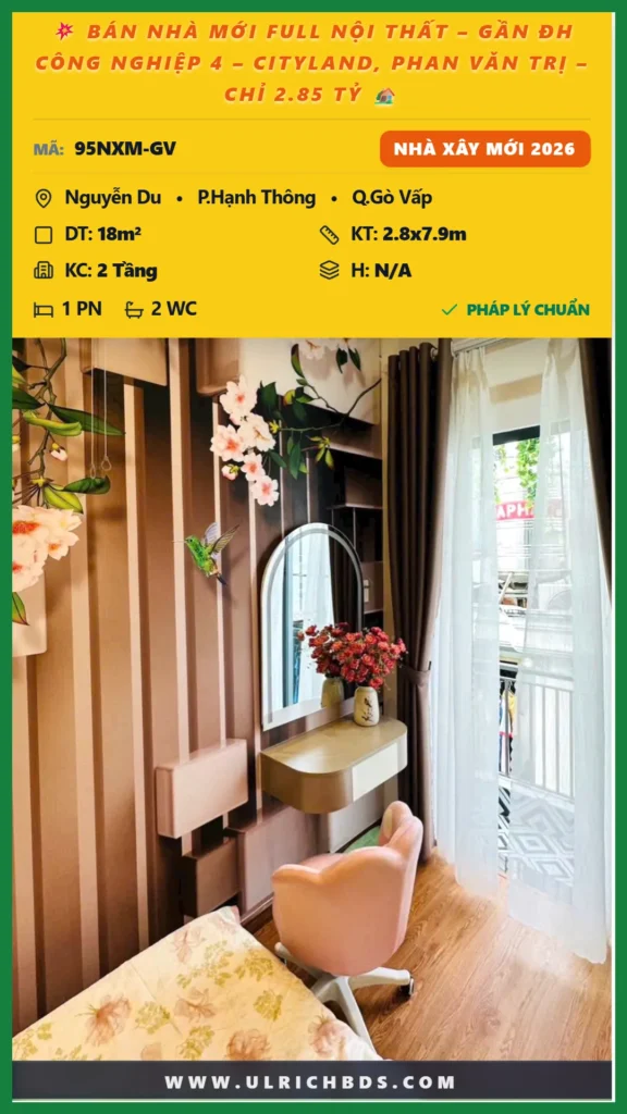 PHAN VĂN TRỊ – CHỈ 2.85 TỶ tại Nguyễn Du Hạnh Thông Gò Vấp (Ảnh số )