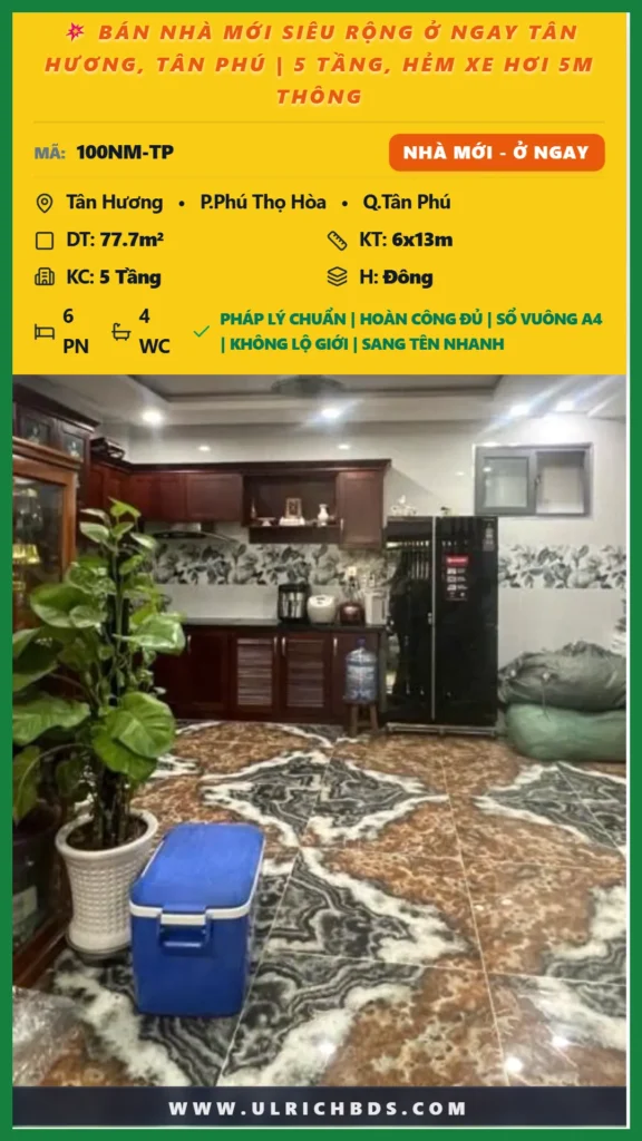 hẻm xe hơi 5m thông tại Tân Hương Phú Thọ Hòa Tân Phú (Ảnh số )