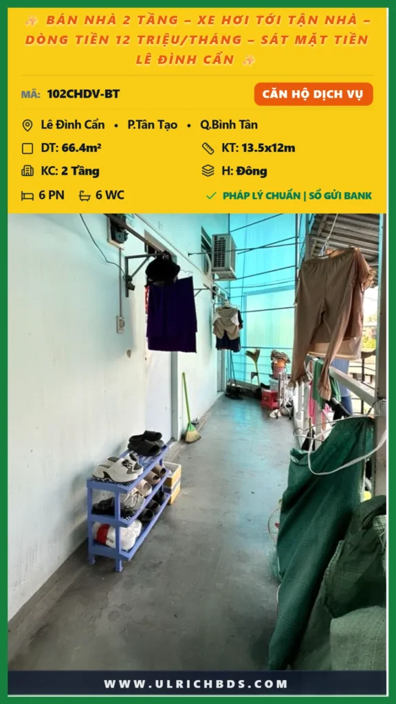 ✨ BÁN NHÀ 2 TẦNG – XE HƠI TỚI TẬN NHÀ – DÒNG TIỀN 12 TRIỆU/THÁNG – SÁT MẶT TIỀN LÊ ĐÌNH CẨN ✨ tại Lê Đình Cẩn Tân Tạo Bình Tân (Ảnh số )