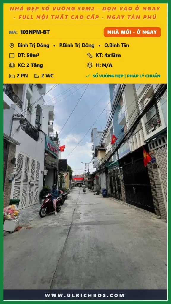 NHÀ ĐẸP SỔ VUÔNG  50M2 - DỌN VÀO Ở NGAY - FULL NỘI THẤT CAO CẤP - NGAY TÂN PHÚ tại Bình Trị Đông Bình Trị Đông Bình Tân (Ảnh số )